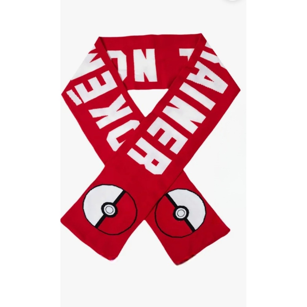 Pokemon Nintendo Trainer Scarf Red White Knit Poke Ball